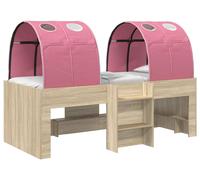 Lit superposé pour enfants avec tunnel, modèle Roble Sonoma et Rosa