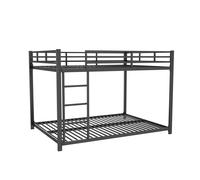 Lit superposé pour enfants en métal 140x200 cm, et barres de sécurité,sans matelas, Noir