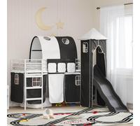 Lit superposé pour enfants, modèle exclusif, structure blanche et noire, dimensions 90 x 190 cm, en métal