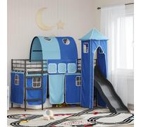 Lit superposé pour enfants, modèle exclusif, structure noire et bleue, dimensions 75 x 190 cm, en métal