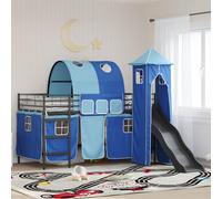 Lit superposé pour enfants, modèle exclusif, structure noire et bleue, dimensions 80 x 200 cm, en métal