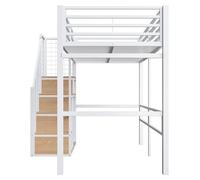 Lit superposé pour enfants - Structure en métal - Échelle de sécurité - Espace de rangement - 90 x 200 cm - Blanc