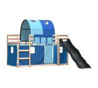 Lit superposé sans matelas avec toboggan et rideaux 80x200 cm