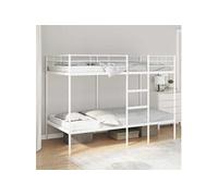 Lit superposé sans matelas blanc 100x200 cm acier, cadre de lit, sommier, meuble de chambre, lit mezzanine, cadre de 42000331