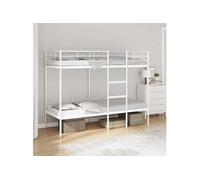 vidaXL Lit superposé sans matelas 75x190 cm acier blanc avec sommier