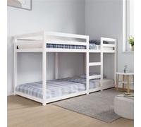 Lit superposé sans matelas blanc 90x200 cm bois de pin massif Blanc G