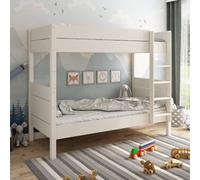 Lit Superposé Séparable Avec Matelas Pin Massif Achille Blanc 90X200
