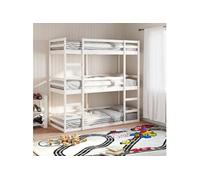 vidaXL Lit superposé triple 90x190 cm bois de pin massif blanc