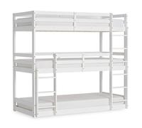 Lit superposé triple - HOMESTYLE4U - 2644 - 3x90x200 cm - Matelas 10 cm inclus - Bois massif bleu