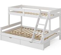 Lit superposé Vitalispa Everest Blanc 140x200 / 90x200 cm avec tiroirs, Model 39556