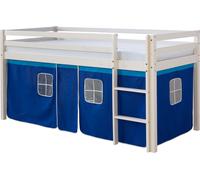 Lit superposes enfants Jouez lit Pin massif blanc rideau bleu