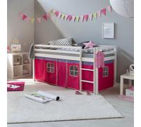 Lit superposes enfants Jouez lit Pin massif blanc rideau pink