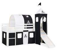 Lit superposes enfants Jouez lit Pin massif Pirates + toboggan tour tunnel blanc