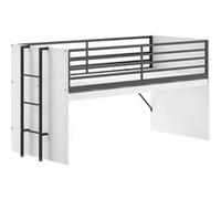 Lit Surélevé 90x200cm avec Plateau Bureau Coulissant Blanc - MARCO - ALTOBUY Blanc G