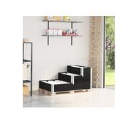 vidaXL Rehausse de palette triple noir 120x80 cm bois massif