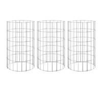 Lit surélevé à gabion circulaire 3 pcs Acier galvanisé Ø30x50cm