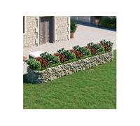 vidaXL Lit Surélevé à Gabion Parterre de Fleurs Support de Plante Jardinière Pot de Fleurs Jardin Terrasse Extérieur Fer Galvanisé 500x100x50 cm