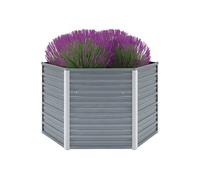 vidaXL Lit surélevé de jardin hexagonal en acier galvanisé 129x129x77 cm Gris