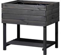 Lit surélevé avec bâche de protection et plateau en bois - Lit surélevé en bois pour le jardin - 78 x 58 x 78 cm - Gris