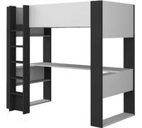 Lit surélevé avec bureau - 90 x 200 cm - Blanc & Anthracite - NOAH II