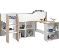 Parisot Combine Enfant - Decor Blanc et Chene Jackson - Sommier Inclus - 90x200 cm - Liam