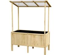 Lit surélevé cadre froid en bois avec couvercle 110x60x152cm bac à plantes avec tissu non tissé pour jardin balcon nature