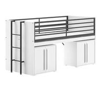 Lit Surélevé Combiné 90x200cm Plateau coulissant avec Rangements 2P Blanc - MARCO - ALTOBUY Blanc G