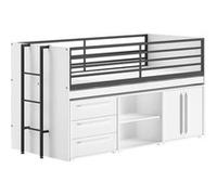 Lit Surélevé Combiné 90x200cm Plateau coulissant avec Rangements Blanc - MARCO - ALTOBUY Blanc G
