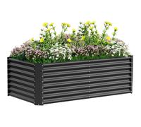 Lit Surélevé de Jardin 183x92x61cm, Jardinière Métal Galvanisé Anti-Rouille, Bac à Fleurs Grand Capacité