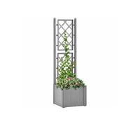 vidaXL Parterre de jardin surélevé avec treillis et système d'auto-arrosage Gris