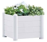 vidaXL Lit Surélevé de Jardin Jardinière d'Extérieur Pot de Fleurs Bac à Plantes Lit de Plantation Plate-Bande Cour PP Blanc 43x43x35 cm