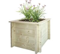 Lit surélevé en bois - 58x58xH46 cm - Lit surélevé pour le jardin - Lit pour herbes aromatiques - Bac à fleurs en bois - Solid 28 mm Pine/Spruce Wood TIMBELA M617-1