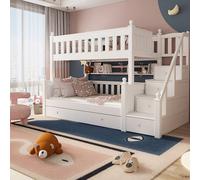 Lit surélevé en bois massif Lits superposés avec lits gigognes Lit 1350x1900mm Avec matelas*2