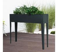 Lit surélevé en métal, hauteur 80 cm Lit surélevé balcon étroit, bac à fleurs avec pieds extérieur, acier thermolaqué anthracite, L102 cm
