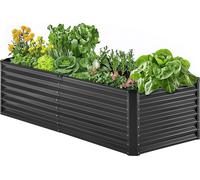 Lit surélevé en métal VEVOR 1800 x 895 x 600 mm. Jardinière galvanisée pour l'extérieur pour la culture de légumes, de fleurs, d'herbes et de plantes succulentes. Gris foncé
