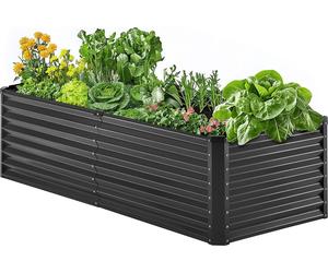Lit surélevé en métal VEVOR 1800 x 895 x 600 mm. Jardinière galvanisée pour l'extérieur pour la culture de légumes, de fleurs, d'herbes et de plantes succulentes. Gris foncé