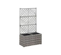 vidaXL Lit surélevé avec treillis 2 pots 58×30×107cm Poly rotin gris