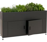 Lit surélevé HWC-O85, Lit surélevé en métal Bac à fleurs Bac à plantes Espace de rangement, métal 47kg 91x161x51cm ~ anthracite