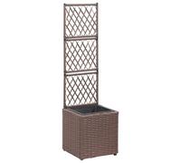 Lit surélevé treillis 1 pot 30x30x107 cm Résine tressée Marron