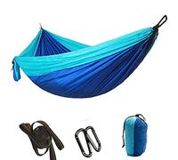 Lit Suspendu portatif de hamac Simple de Voyage de Camping avec la Sangle d'arbre (Sapin Assorti avec du Bleu Ciel et du Bleu)