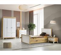 Lit Table de nuit Commode Armoire Meubles Chambre à coucher Ensemble de 4 pièces