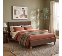 Homestyle4u Lit Rembourré Tissu Brun 140x200 cm