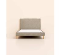 Lit tapissier 140x190 cm - Gris Anthracite - Avec tête de lit - Bois responsable - Qualité hôtelière - Fait en France et en Belgique - Tediber