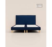 Lit tapissier 140x190 cm Plus - Bleu - Bibloc - Avec tête de lit - Bois responsable - Qualité hôtelière - Fait en France et en Belgique - Tediber
