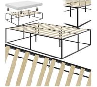 Lit - TECTAKE - Cadre de lit en acier KYOTO avec sommier à lattes en bois de peuplier - 200 x 140 x 46,5 cm