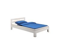 Lit simple THEO 120 x 200 cm lit pour enfant et adulte en pin massif lasuré blanc, avec tête de lit