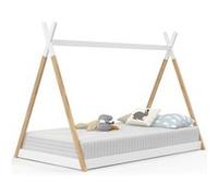 IDMarket – Lit tipi enfant Come 90 x 190 cm avec sommier bois et blanc
