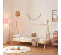 Lit tipi pour enfant Siikajoki bois de pin 90 x 200 cm naturel blanc