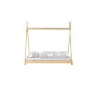 Lit tipi pour enfants indien en bois massif sommier à lattes naturel 140x70 cm Bois G