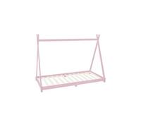 Lit tipi pour enfants indien en bois massif sommier à lattes rose 200x90 cm Rose G